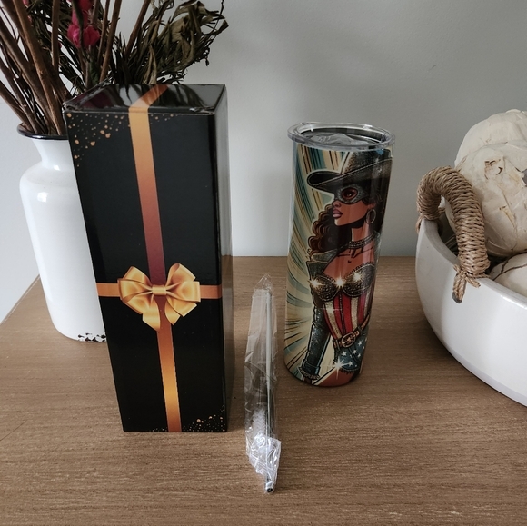 Black Patriotic Superhero Tumbler Cowboy Carter Beyonce Comic 20 Oz Tumbler - Picture 6 of 6